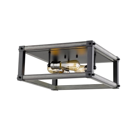 Z-Lite Kirkland 3 Light 16" Wide Flush Mount Square Faux Wood Ceiling Fixture Ashen Barnboard