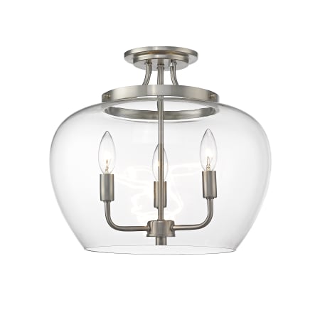 Z-Lite Joliet 3 Light 16" Wide Semi-Flush Ceiling Fixture Brushed Nickel