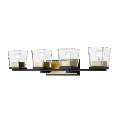 Z-Lite Bleeker Street 4 Light 33" Wide Bathroom Vanity Light Matte Black / Olde Brass