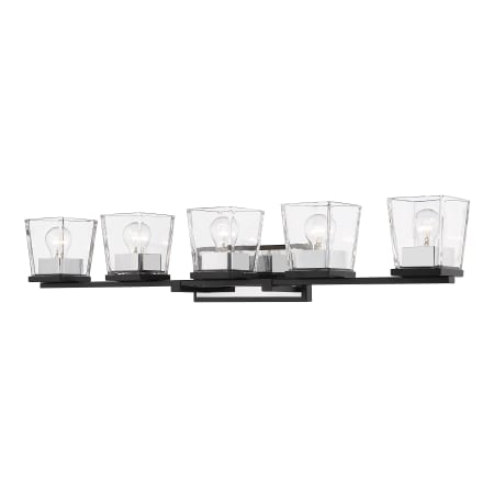 Z-Lite Bleeker Street 5 Light 43" Wide Bathroom Vanity Light Matte Black / Chrome