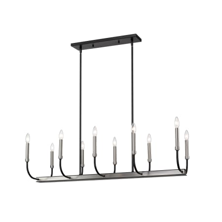 Z-Lite Haylie 10 Light 15" Wide Taper Candle Chandelier Matte Black / Brushed Nickel
