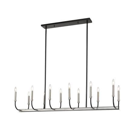 Z-Lite Haylie 12 Light 15" Wide Taper Candle Chandelier Matte Black / Brushed Nickel