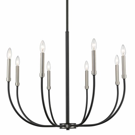 Z-Lite Haylie 8 Light 33" Wide Taper Candle Chandelier Matte Black / Brushed Nickel
