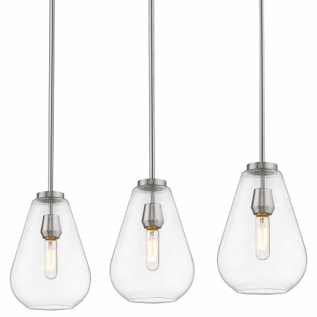 Z-Lite Ayra 3 Light 36" Wide Linear Pendant Brushed Nickel