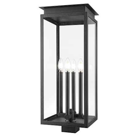Z-Lite Nova 4 Light 27" Tall Post Light Black