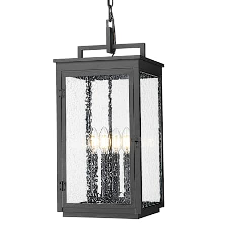 Z-Lite Hartwell 4 Light 10" Wide Outdoor Taper Candle Mini Pendant with Seedy Glass Panels Sand Black
