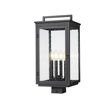 Z-Lite Hartwell 4 Light 21" Tall Post Light with Seedy Glass Panels Sand Black