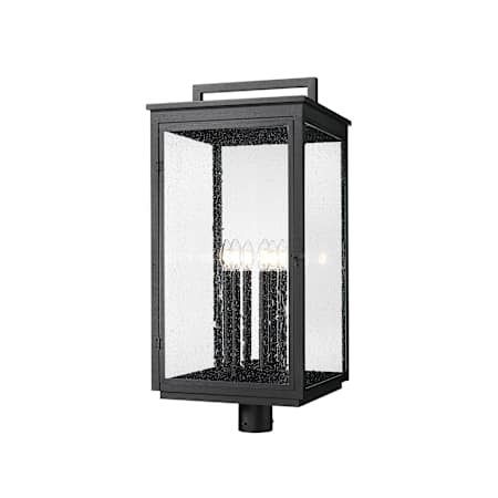 Z-Lite Hartwell 6 Light 33" Tall Post Light with Seedy Glass Panels Sand Black