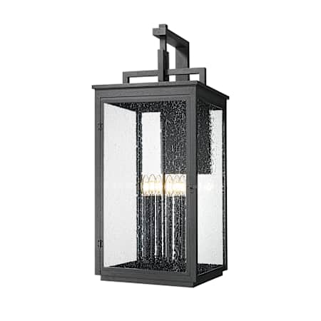 Z-Lite Hartwell 6 Light 36" Tall Outdoor Wall Sconce with Seedy Glass Panels Sand Black