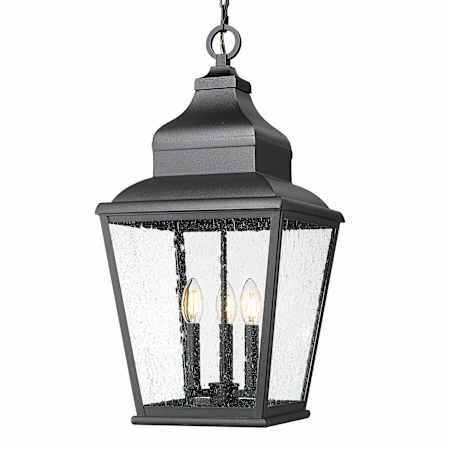 Z-Lite Raphael 3 Light 12" Wide Outdoor Taper Candle Pendant Sand Black