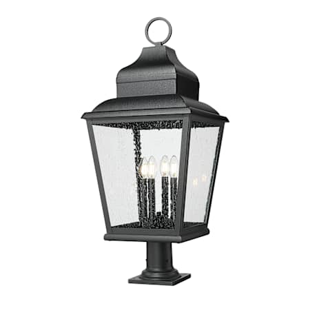 Z-Lite Raphael 4 Light 35" Tall Pier Mount Post Light with Round Base Sand Black