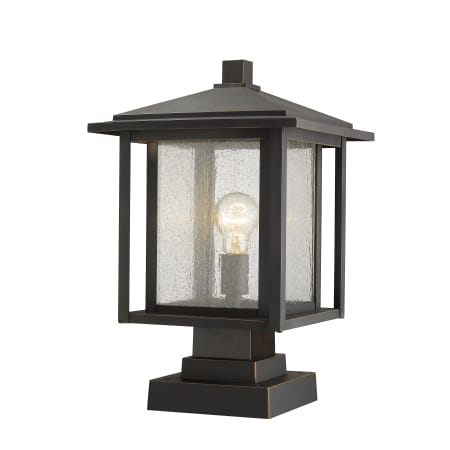 Z-Lite Aspen Single Light 18" Tall Outdoor Pier Mount Post Light with Seedy Glass Oil Rubbed Bronze