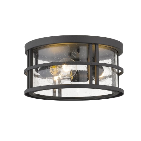 Z-Lite Jordan 3 Light 12" Wide Outdoor Flush Outdoor Ceiling Light with Seedy Glass Shade Black