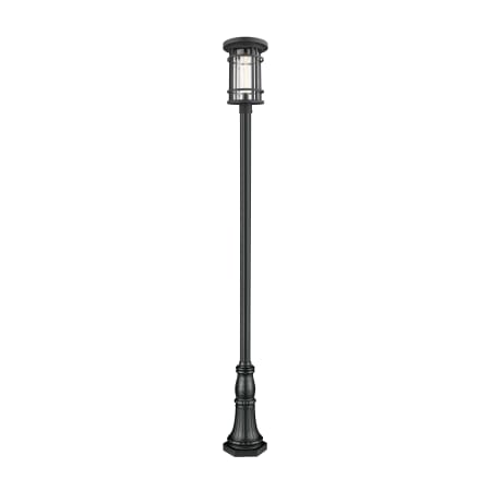 Z-Lite Jordan 114" Tall Outdoor Single Head Post Light with 12" Rounded Decorative Base Black