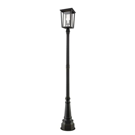 Z-Lite Seoul 2 Light 102" Tall Outdoor Single Head Post Light Oil Rubbed Bronze