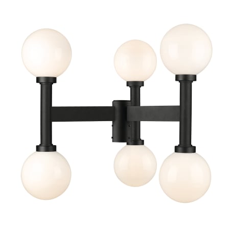 Z-Lite Laurent 6 Light 27" Tall Post Light with Shades Black