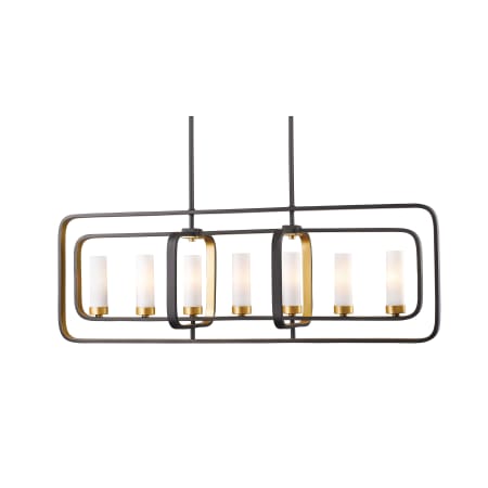 Z-Lite Aideen 7 Light 42" Wide Single Tier Billiard Chandelier with Frosted Glass Shade Bronze Gold