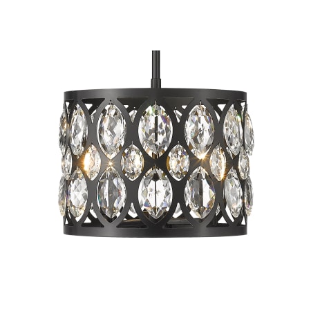 Z-Lite Dealey 3 Light 12" Wide Crystal Pendant Matte Black