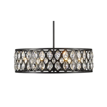 Z-Lite Dealey 8 Light 30" Wide Crystal Drum Chandelier Matte Black