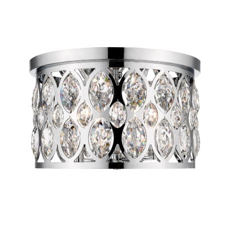 Z-Lite Dealey 4 Light 15" Wide Flush Mount Crystal Drum Ceiling Fixture Chrome