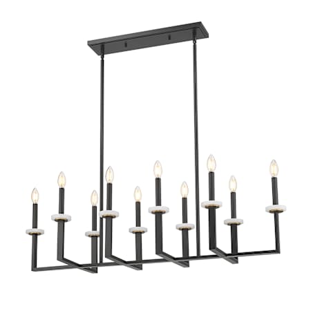 Z-Lite Gaultier 10 Light 45" Wide Crystal Candle Style Linear Chandelier Matte Black / Modern Gold