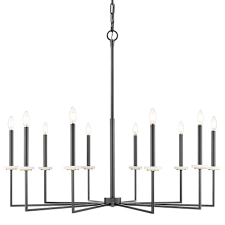 Z-Lite Gaultier 10 Light 45" Wide Crystal Candle Style Chandelier Matte Black / Modern Gold