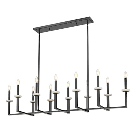 Z-Lite Gaultier 12 Light 57" Wide Crystal Candle Style Chandelier Matte Black / Modern Gold
