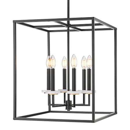 Z-Lite Gaultier 6 Light 22" Tall Crystal Pendant Matte Black / Modern Gold