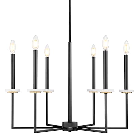 Z-Lite Gaultier 6 Light 27" Wide Crystal Candle Style Chandelier Matte Black / Modern Gold