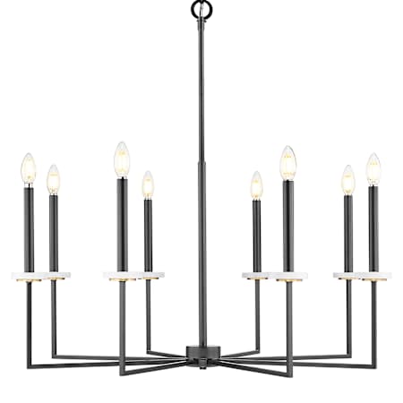 Z-Lite Gaultier 8 Light 35" Wide Crystal Candle Style Chandelier Matte Black / Modern Gold