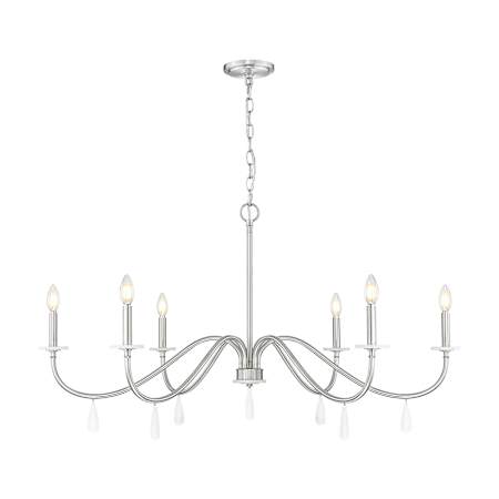 Z-Lite Toussant 6 Light 45" Wide Taper Candle Style Chandelier Brushed Nickel