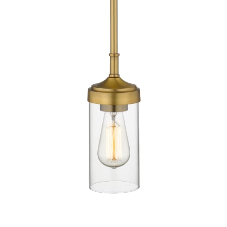 Z-Lite Calliope 5" Wide Pendant with Clear Glass Foundry Brass