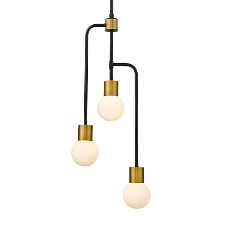 Z-Lite Neutra 3 Light 12" Wide Chandelier Matte Black / Foundry Brass