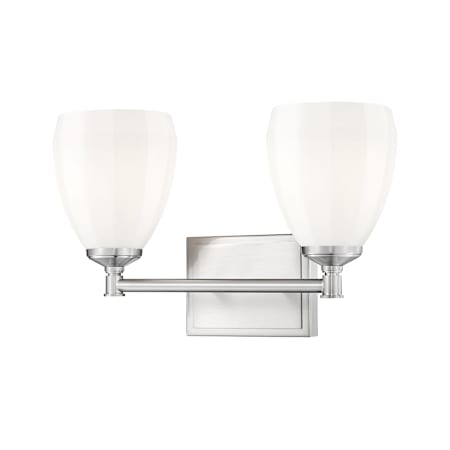 Z-Lite Oren 2 Light 16" Wide Vanity Light with Matte Opal Glass Shades Brushed Nickel