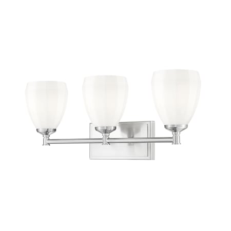 Z-Lite Oren 3 Light 24" Wide Vanity Light with Matte Opal Glass Shades Brushed Nickel