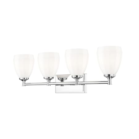 Z-Lite Oren 4 Light 31" Wide Vanity Light with Matte Opal Glass Shades Chrome