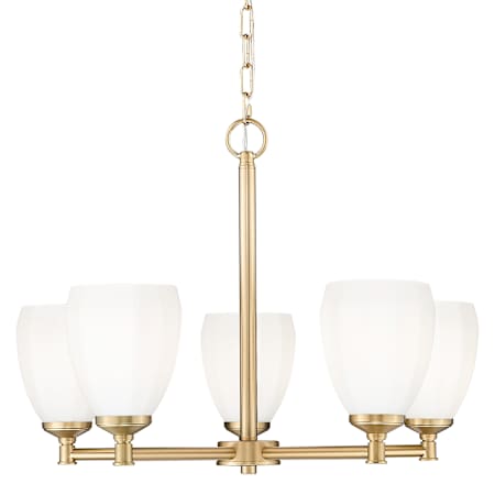 Z-Lite Oren 5 Light 25" Wide Chandelier with Matte Opal Glass Shades Modern Gold