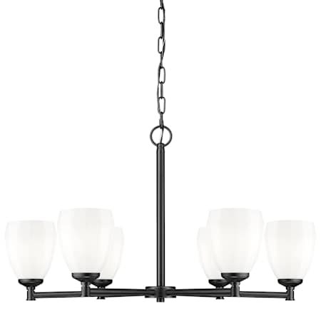 Z-Lite Oren 6 Light 32" Wide Chandelier with Matte Opal Glass Shades Matte Black