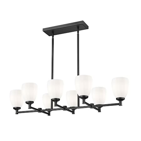 Z-Lite Oren 8 Light 42" Wide Linear Chandelier with Matte Opal Glass Shades Matte Black