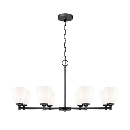 Z-Lite Oren 8 Light 42" Wide Chandelier with Matte Opal Glass Shades Matte Black
