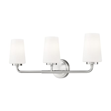 Z-Lite Montford 3 Light 24" Wide Vanity Light with Ribbed, Matte Opal Glass Shades Brushed Nickel