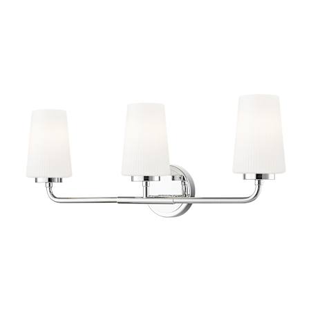 Z-Lite Montford 3 Light 24" Wide Vanity Light with Ribbed, Matte Opal Glass Shades Chrome