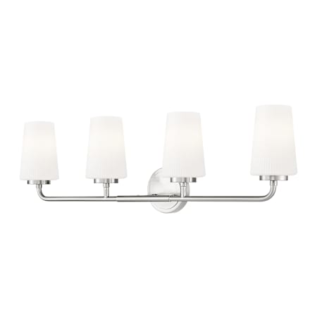 Z-Lite Montford 4 Light 32" Wide Vanity Light with Ribbed, Matte Opal Glass Shades Brushed Nickel