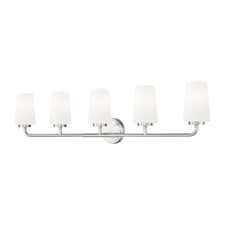 Z-Lite Montford 5 Light 40" Wide Vanity Light with Ribbed, Matte Opal Glass Shades Brushed Nickel