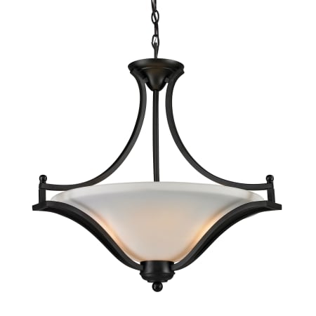 Z-Lite Lagoon 3 Light Bowl Shaped Pendant with Matte Opal Shade Matte Black