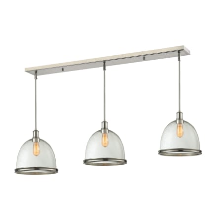 Z-Lite Mason 1 Light Full Sized Pendant with Clear Seedy Shade Brushed Nickel