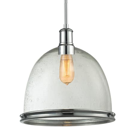 Z-Lite Mason 3 Light Linear Pendant with Seedy Clear Glass Shades Chrome