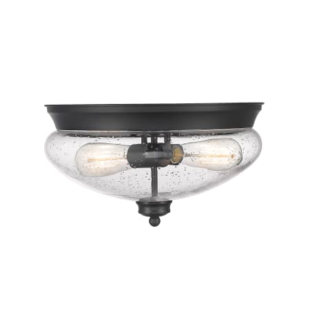 Z-Lite Amon 2 Light 13" Wide Flush Mount Ceiling Light with Seedy Glass Matte Black