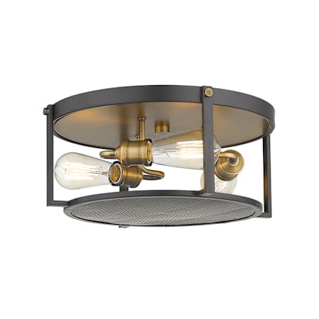 Z-Lite Halycon 3 Light 16" Wide Flush Mount Drum Ceiling Fixture with Vintage Edison Bulbs Bronze / Heritage Brass