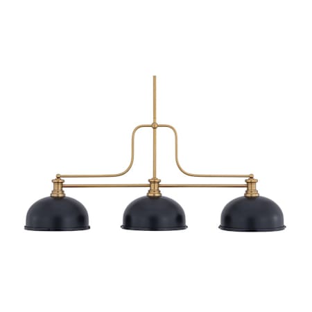 Z-Lite Melange 3 Light 14" Wide Linear Pendant with Matte Black Shade Heritage Brass / Matte Black